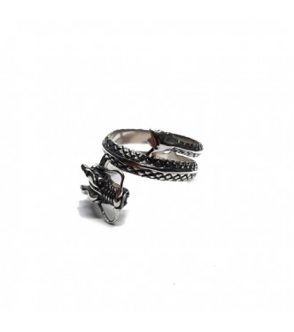 R002199 Handmade Sterling Silver Ring Dragon Genuine Solid Stamped 925